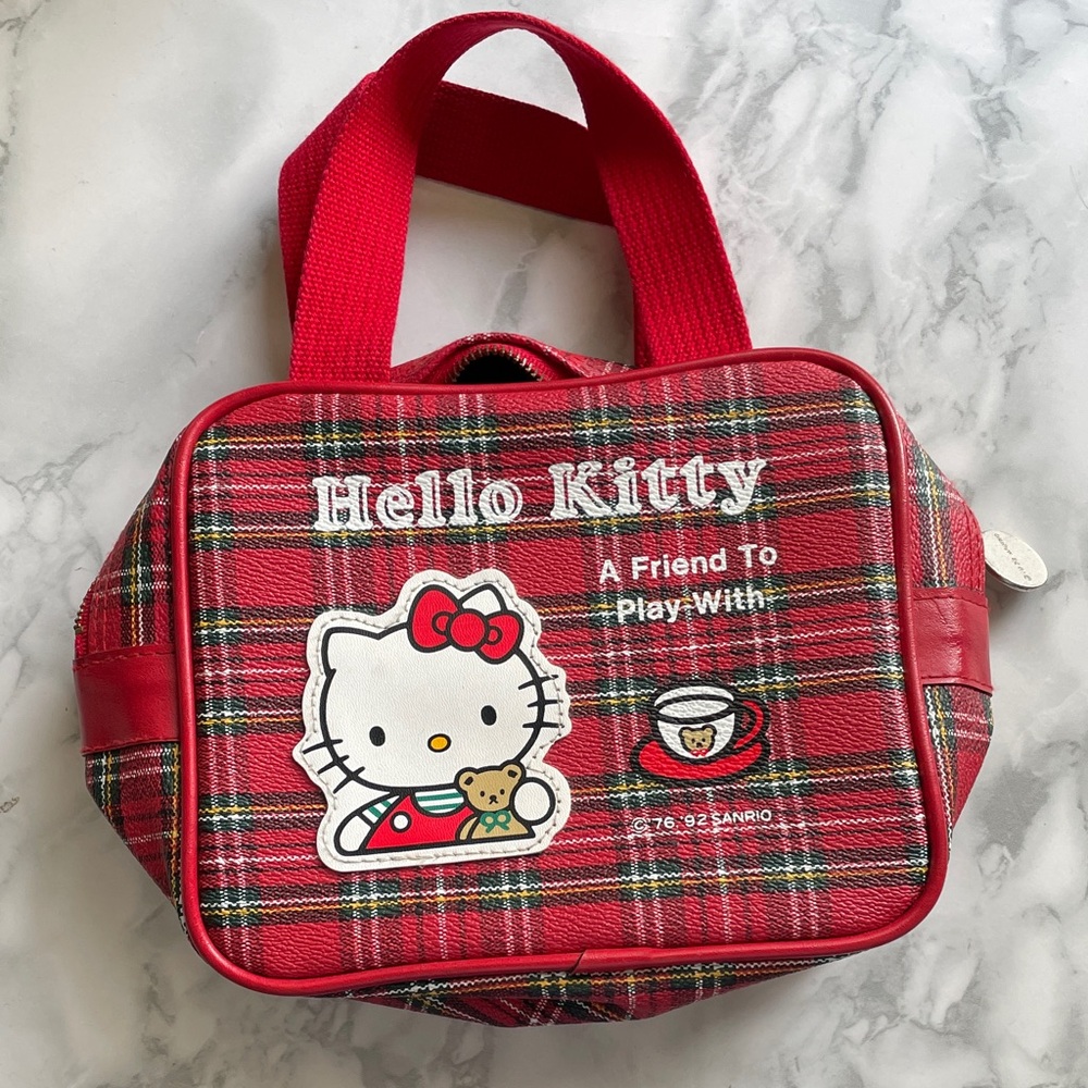 Vintage SANRIO Hello Kitty 1993 Tartan and tea mini bag - Japan